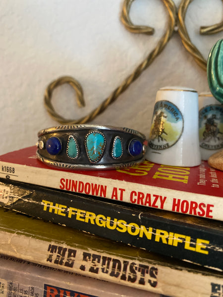 Turquoise and Lapis Cuff