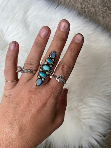 Turquoise and Opal Ring