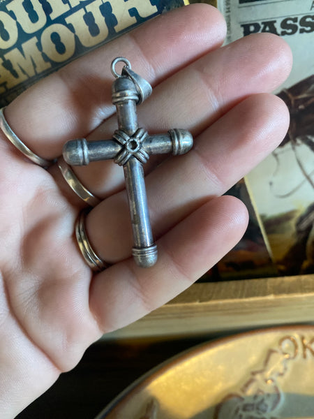 Vintage Sterling and Lapis Cross